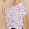 Leopard & Letter Print Knit V-Neck Top – Pink Smoke