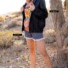 Faux Leather Jacket with Bandana-Print Back – Black