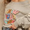 French Terry Graphic Sweatshirt – ‘Know Your Power’ Heather Grey