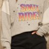 French Terry Graphic Sweatshirt with Batwing Sleeves – Heather Grey