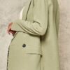 Relaxed Double-Breasted Woven Blazer – Pesto