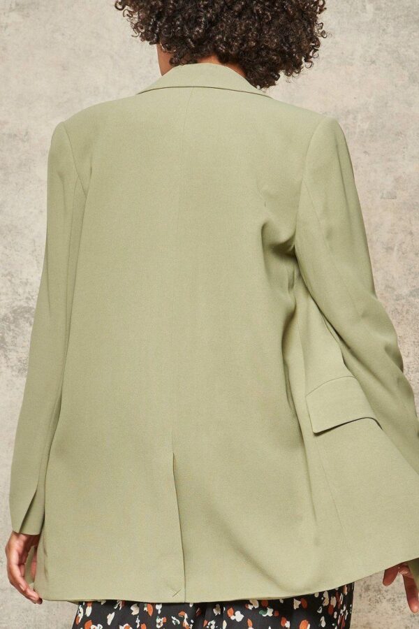 Relaxed Double-Breasted Woven Blazer – Pesto