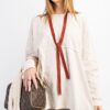Terry Knit Pullover Tunic with Side Slits – Khaki