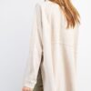 Terry Knit Pullover Tunic with Side Slits – Khaki