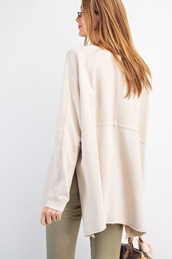 Terry Knit Pullover Tunic with Side Slits – Khaki