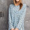 Leopard Print Garment Dye Loose Knit Top – Faded Blue