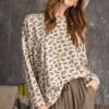 Leopard Print Garment Dye Loose-Fit Knit Top – Tan