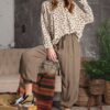 Leopard Print Garment Dye Loose-Fit Knit Top – Tan