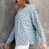Leopard Print Garment Dye Loose Knit Top – Faded Blue