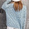 Leopard Print Garment Dye Loose Knit Top – Faded Blue