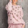 Leopard Print Washed Terry Sweatshirt – Vintage Rose