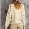 Long Sleeve Washed Terry Leopard Print Sweatshirt – Khaki