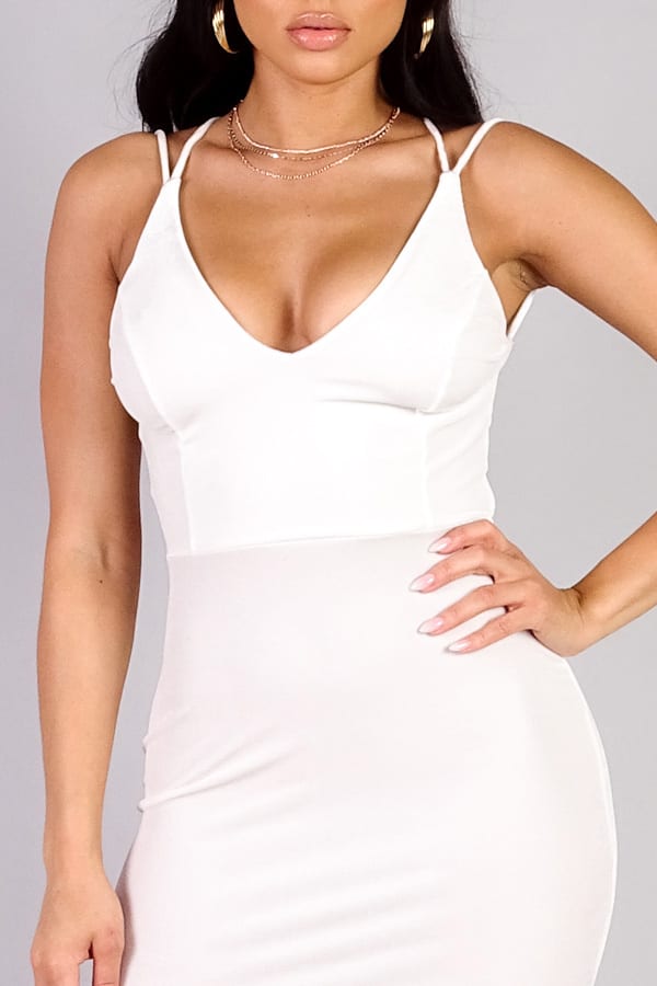 Velvet Crossover Strap Mini Dress – Ivory