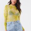 Neon Green Sheer Mesh Mock Neck Bodysuit