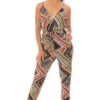 Border-Print Wrap Jumpsuit with Drawstring Waist