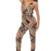 Border-Print Wrap Jumpsuit with Drawstring Waist