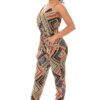 Border-Print Wrap Jumpsuit with Drawstring Waist