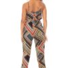 Border-Print Wrap Jumpsuit with Drawstring Waist