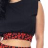 Leopard-Detail Shoulder Pad Biker Shorts Set – Black/Red