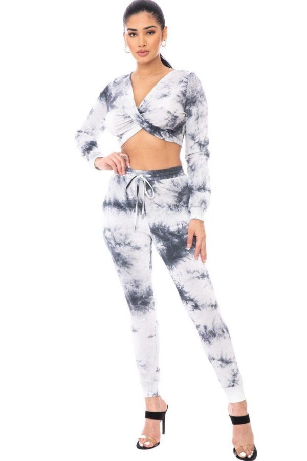 Tie-Dye Ribbed Sweater Set – Twist-Front Crop