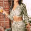 Tie Dye Ribbed Sweater Set – Twist Front, Olive
