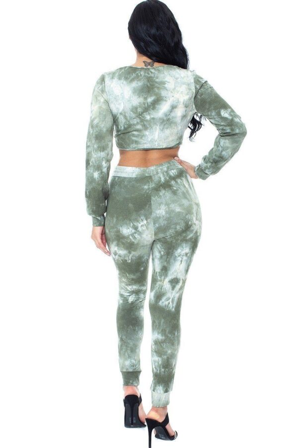 Tie Dye Ribbed Sweater Set – Twist Front, Olive