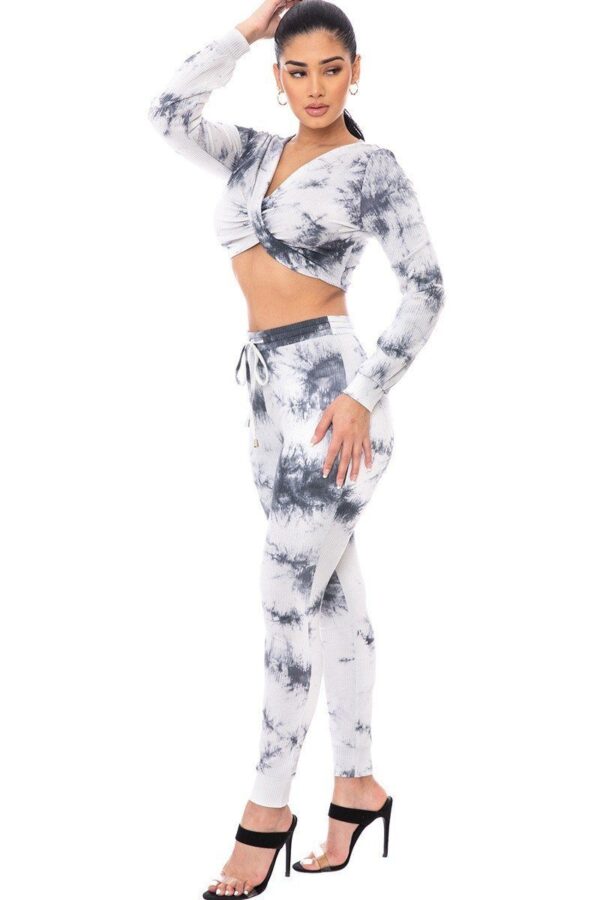 Tie-Dye Ribbed Sweater Set – Twist-Front Crop