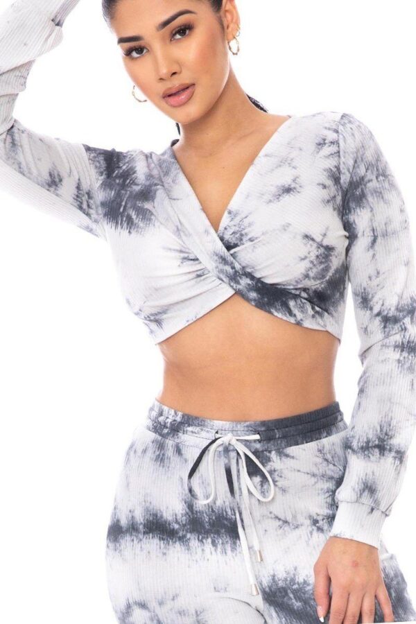 Tie-Dye Ribbed Sweater Set – Twist-Front Crop