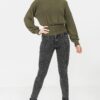 Knit Top with Wide Neckline and Smocked Waist – Olive