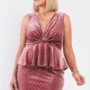 Plus Size Quilted Glitter Mini Dress with Bow – Mauve