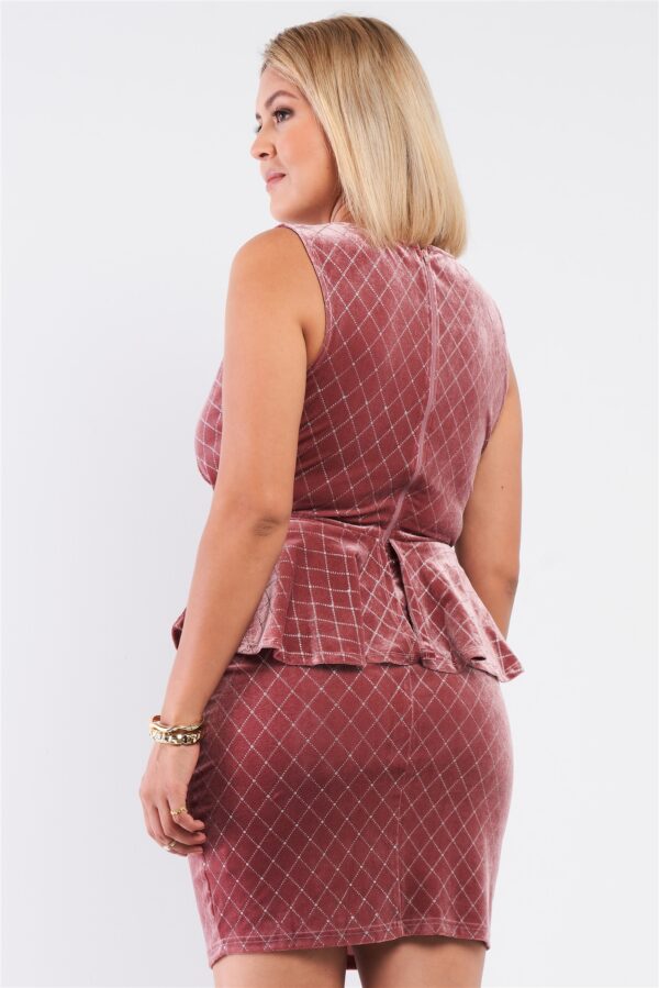 Plus Size Quilted Glitter Mini Dress with Bow – Mauve