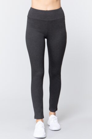 Waist-Band Ponte Pants – Stretch Charcoal Grey