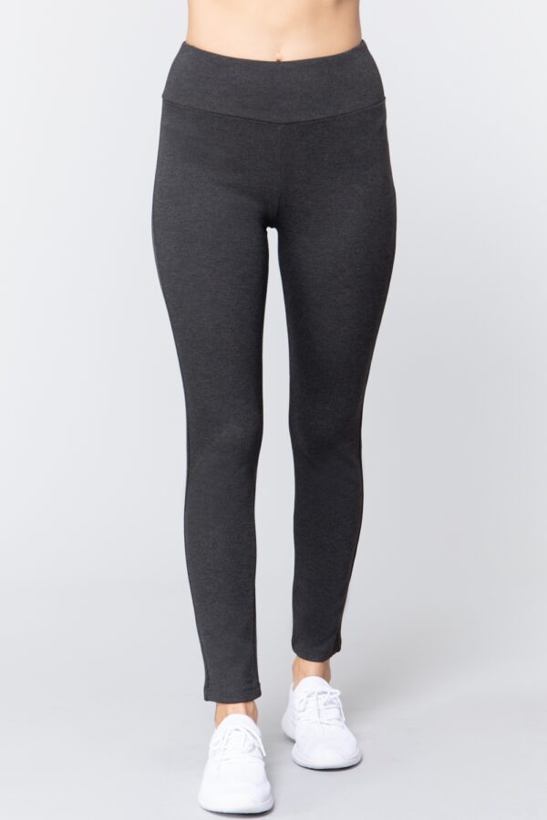 Waist-Band Ponte Pants – Stretch Charcoal Grey
