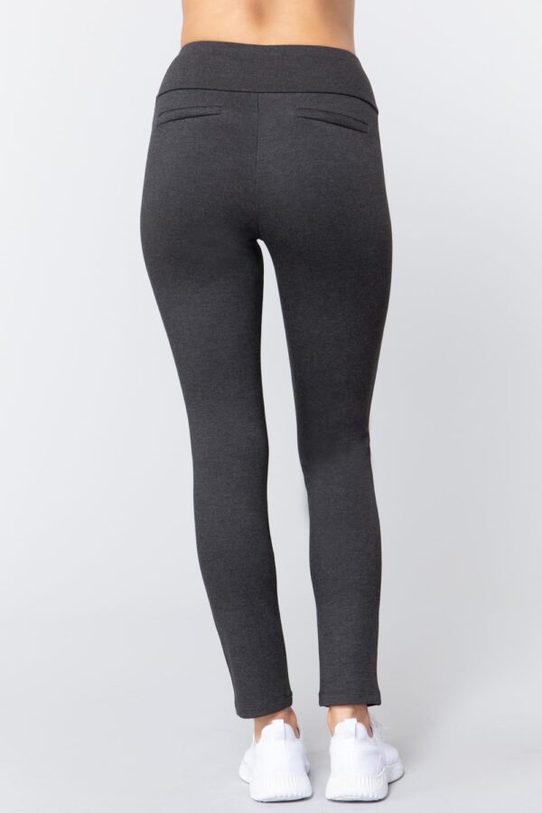 Waist-Band Ponte Pants – Stretch Charcoal Grey
