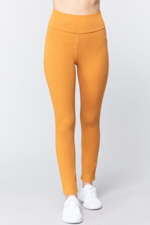 Ponte Long Pants with Waistband – Deep Mustard