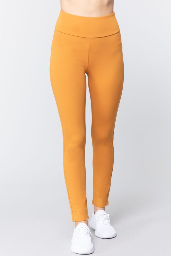 Ponte Long Pants with Waistband – Deep Mustard
