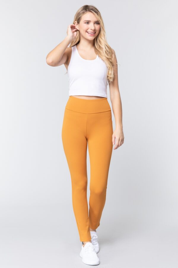 Ponte Long Pants with Waistband – Deep Mustard