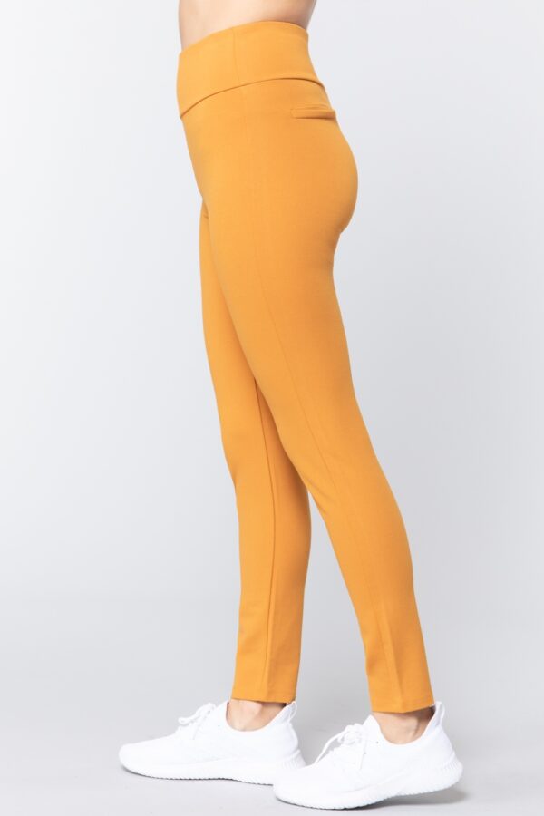 Ponte Long Pants with Waistband – Deep Mustard