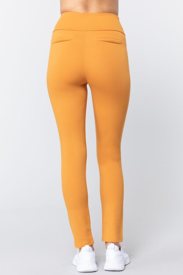 Ponte Long Pants with Waistband – Deep Mustard