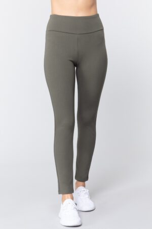 Long Ponte Pants with Waistband – New Olive