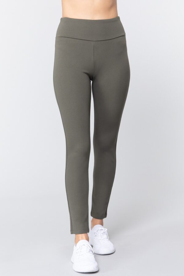 Long Ponte Pants with Waistband – New Olive