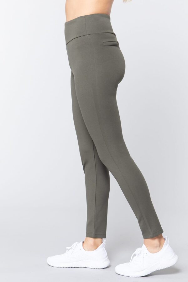 Long Ponte Pants with Waistband – New Olive