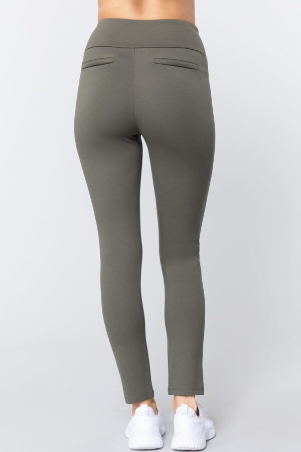 Long Ponte Pants with Waistband – New Olive