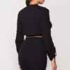 Ruched Long-Sleeve & Skirt Set – Black