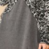 Mixed Knit Turtleneck Top – Animal & Solid Knit, Grey Mix