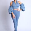 Puff Sleeve Hoodie Set – Blue (Made in U.S.A.)
