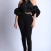 Puff Sleeve Hoodie Set – Black (Made in U.S.A.)