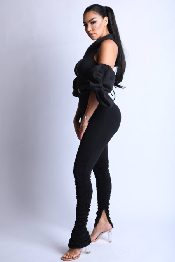Puff Sleeve Hoodie Set – Black (Made in U.S.A.)