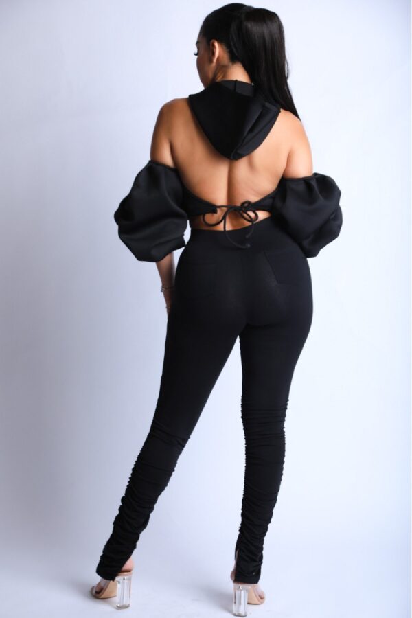 Puff Sleeve Hoodie Set – Black (Made in U.S.A.)