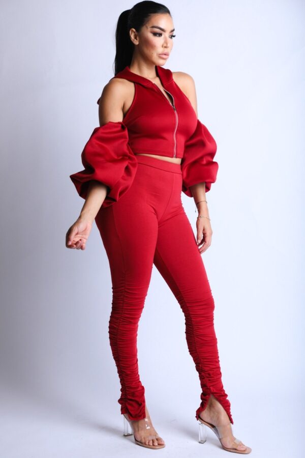Burgundy Puff Sleeve Hoodie Set – Made in U.S.A.